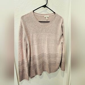 Ella Moss Light Pink Striped Crew Neck Sweater